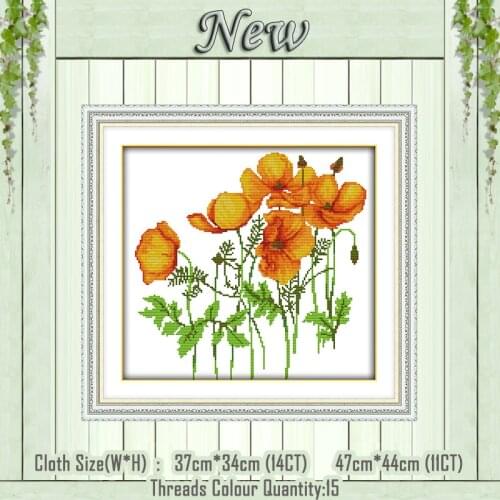 Poppy scenery flowers diy painting counted print on the canvas DMC 11CT 14CT kits Chinese Cross Stitch embroidery needlework Set