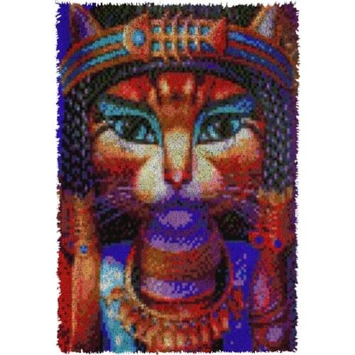 Latch Hook Kits King of Cat Girl Chunky Yarn Embroidery Crocheting Tapestry Kits Needlework Arts & Crafts DIY Carpet Rug
