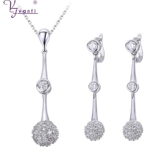 New Fashion Round Shape Necklace/Earrings Wedding And Party Bridal DUBAI Silver Color Jewelry Sets