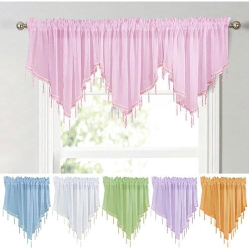 Solid Color Triangle Shape Kitchen Short Curtain Window Valance Drape Home Decor