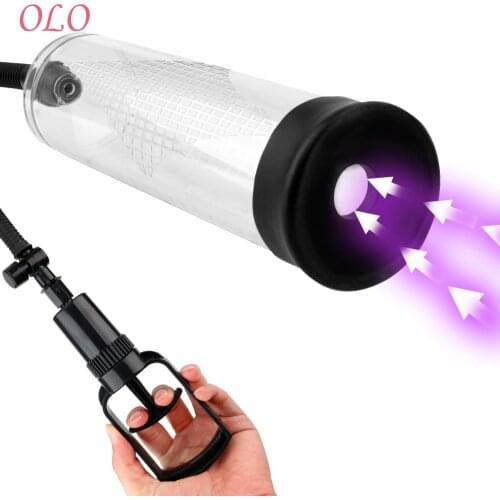OLO Erection Vibrating Penis Pump Extender Sex Toy For Men Vacuum Pump Penis Trainer Penis Enlargement