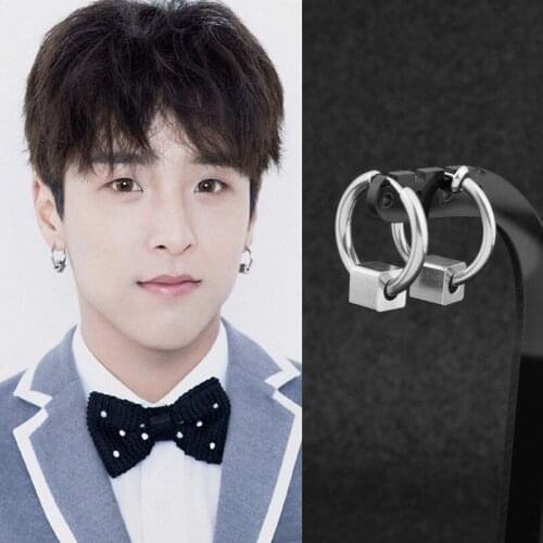 Punk Stainless Steel Earrings Men Women Square Box Pendant Stud Earrings Boys Guys Girls Ear Clip Rock Street Pop Jewelry Gift