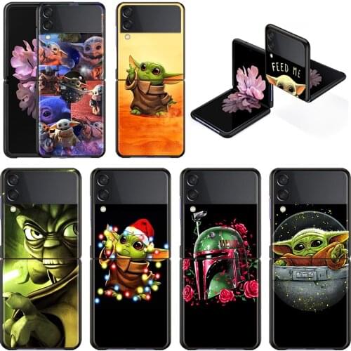 The Baby Yoda Shockproof Cover for Samsung Galaxy Z Flip Flip3 5G Black Phone Case Shell Hard Fundas Coque Capa