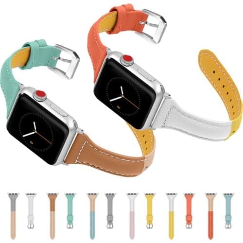 Genuine Leather Strap for Apple Watch Series 5 4 3 2 1 38MM 42MM Band Bracelet for Iwatch 4 40MM 44MM Stainless Metal Buckle