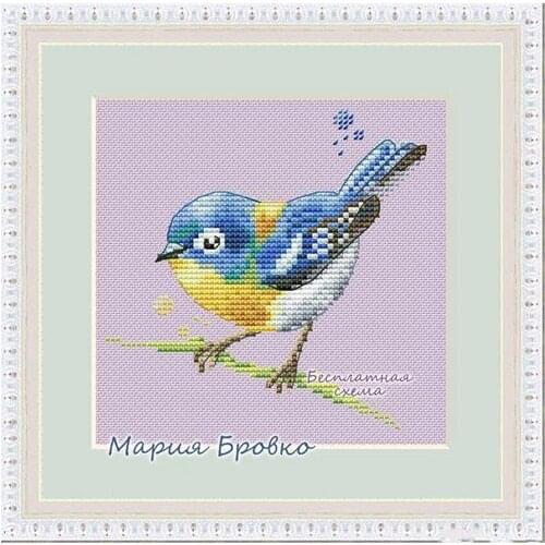 Needlework Cross stitch Handmade 14CT Counted Canvas DIY,Cross-stitch kits,Embroidery Magazine-Watercolor Bluebird 21-21
