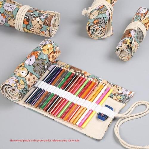 Roll-up Pencil Bags Canvas Pencil Case School Art Supplies MBD138-142-8 Large Capacity Pencil Case Color Pencil Case Stationery