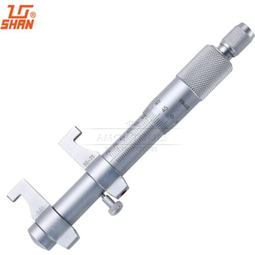 SHAN Inside Micrometers 50-75mm/0.01mm Carbide Metric Ratchet Screw Gauge Measuring Tools