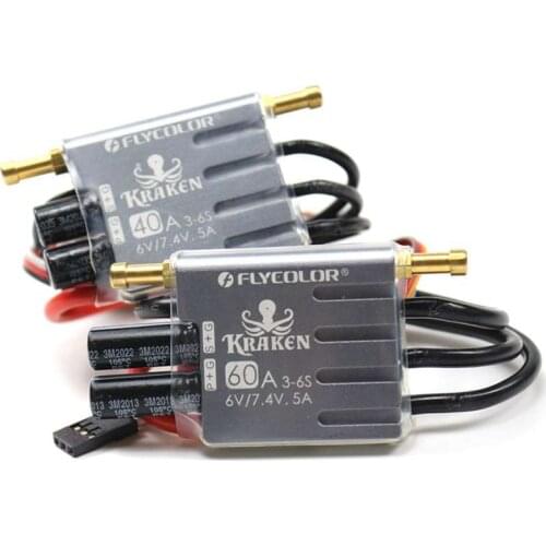 FLYCOLOR Kraken Series 3-6S 6V/7.4V 5A BEC/Water Cooling System Waterproof Brushless ESC for Model Ship RC Boat