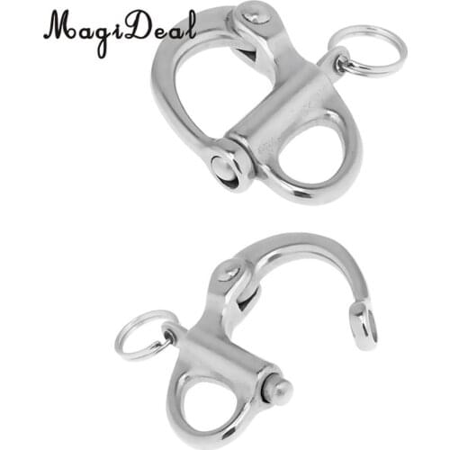 Heavy Duty (Pack of 2) 304 Stainless Steel Fixed Bail Snap Shackle For Kayak Boat Yacht 5.2x2.8cm Rafting Sailing Accessory