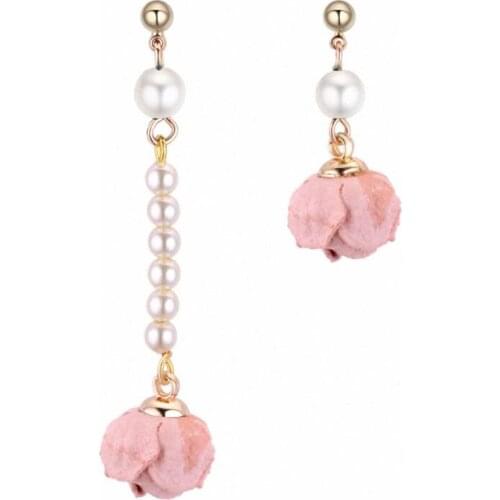 TONGKWOK Bohemia Exaggeration Dangle Earrings For Women Silk Thread Tassel Pearl rose Long Chandelier Earrings #131216