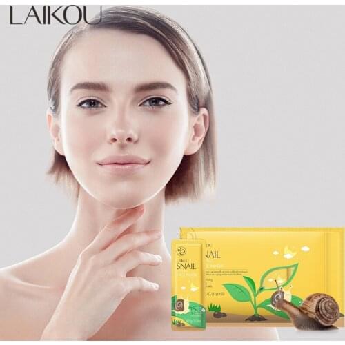 LAIKOU 20Pcs Snail Sleeping Mask Whitening Skin Care Night Moisturizing Hydrating Face Mask Face Care Cosmetics