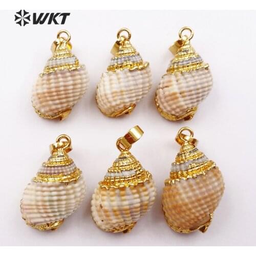 WT-JP034 2018 Elegant Design Shells Necklaces Pendants Eletroplated Natural Trumpet Shell for DIY Jewelry Making