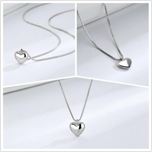 Jewellery gifts Women Necklace Smooth Fashion Silver Plated Heart Pendant Chain