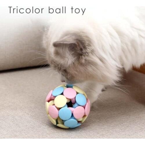 Funny Cat Colorful Matching Bell Plastic Bell Toy Ball Macaron Three-color Woven Balls Dog Kitten Supplies Pet Toys Accessories