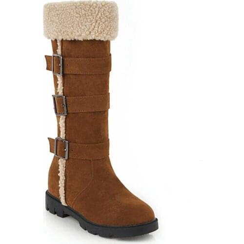 Big Size Middle boot with buckle decoration boots women woman winter boots women women shoes botas