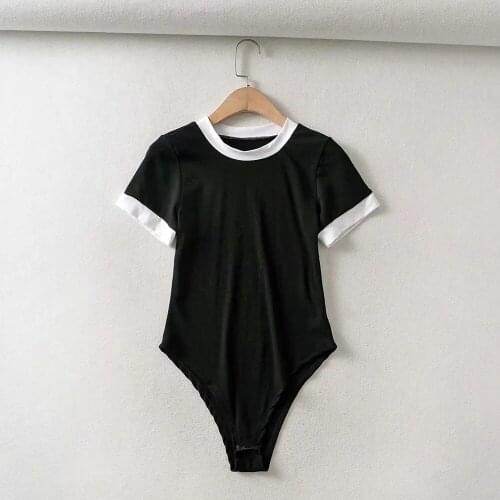 Women short sleeve bodysuit simple body top streetwear