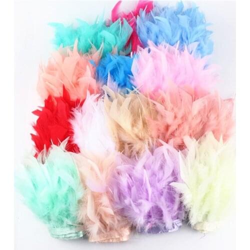 1M Fluffy Beautiful Turkey Feathers Ribbon Fringe 4-6inch Turkey Feather Trimming For Carnival Costumes DIY Clothing