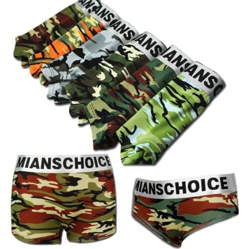 1pcs Women Camouflage Print Boyshort Cotton Shorts Boxers Tomboy Lesbian Les Tran Elastic Neutral Underpants Underwear Panties