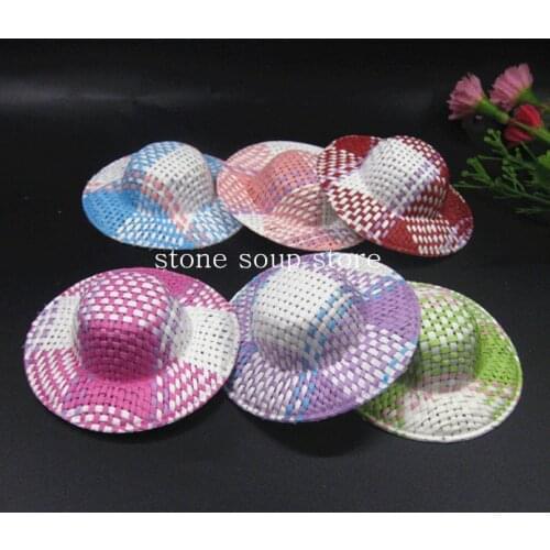 10-20pcs Multicolor Stripe Paper Cloth Hat Mini Doll Hat Ornament Diy Jewelry Accessories Craft Decoration Small Cap 32-65mm