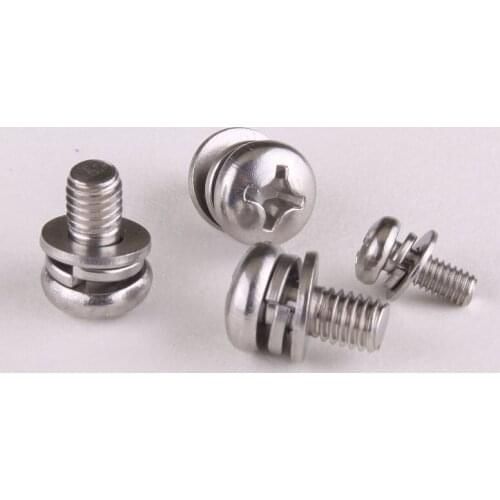 10PCS Special Stainless Steel 304 Round Head Combination Screw Round Head Screws Trio M5 * 8