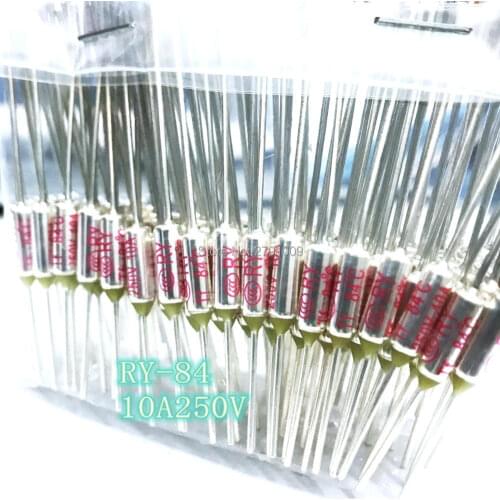 100pcs RY FUSE RY-84 Temperature Fuse RY Tf Metal Shell Heat Protector 10A 250V TF 84 C Temperature Switch 84C Insurance Pipe
