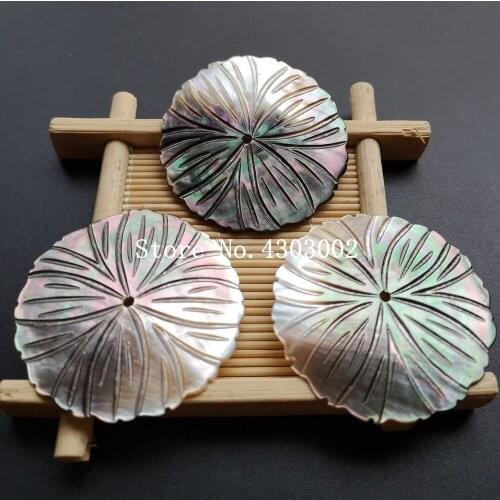 20pcs/lot 40mm Natural Black Flower Mother of Pearl shell for DIY Jewelry Flower MOP Pearl shell For Earrings