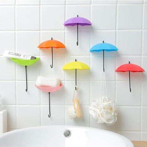 3pcs/Set Self Adhesive Umbrella Hook Wall Door Key Hanger Strong Sticky Hanging Hooks Home Bathroom Kitchen Storage Holder Tools