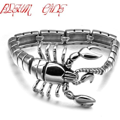 316L Stainless Steel Animal Scorpions Heavy Mens Bracelets Punk Hand Chain Bracelets Best Gift For Boyfriend
