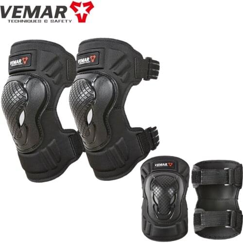 Vemar 4PCS Motorcycle Elbow Combo Kneepad Black MTB Rodillera Moto Motocross Cycling Elbow Knee Pads Protector Guard Armors Set