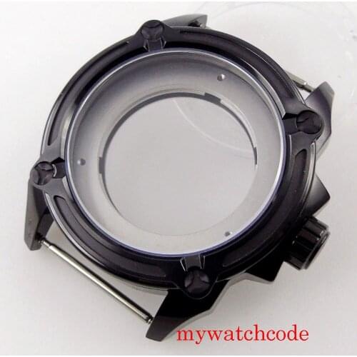 44mm Black PVD Plated Watch Case Sapphire Glass For MIYOTA 8215 821A ETA 2836 Mingzhu 2813 Automatic Movement