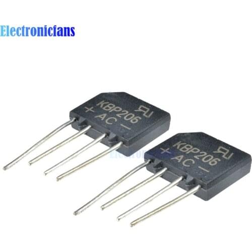 5pcs Diode Bridge Rectifier 600V 2A KBP206G KBP206 SIP-4 Single Phase