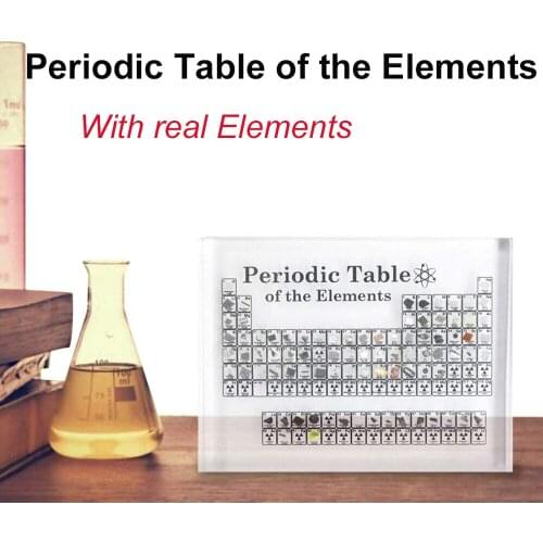 Acrylic Periodic Table Display with Real elementss Kids Teaching School Day Birthday Gifts Chemical elements Display Home Decor