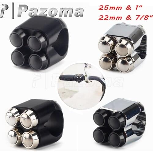 25mm 22mm Motorcycle Handlebar Control Switch Aluminum Momentary M-Switch 4-Button For Harley Cafe Racer Chopper Bobber Softail