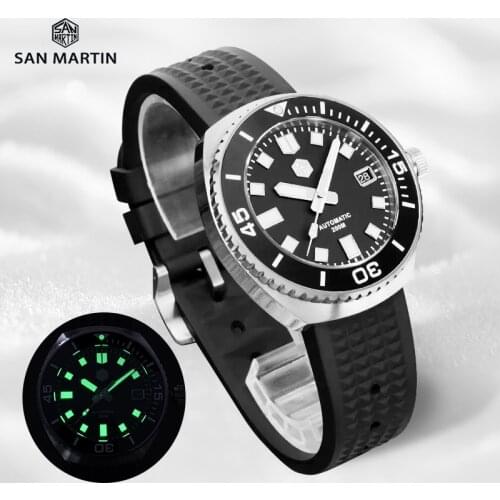 San Martin Men Watches Retro Abalone Diver Watch Sapphire NH35A Automatic Mechanical Wrist Watch 20Bar Waterproof Luminous