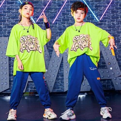 Kids Hip Hop Show Clothing T Shirt Tops Streetwear Casual JoggerPants For Girls Boys Performance Jazz Dance Costume Clothes
