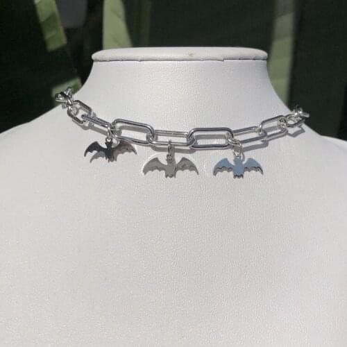 Harajuku Style Punk Clavicle Chain Choker Necklaces Fashion Geometric Bat Pendant Necklaces Gift For Women Trendy Jewelry Femme