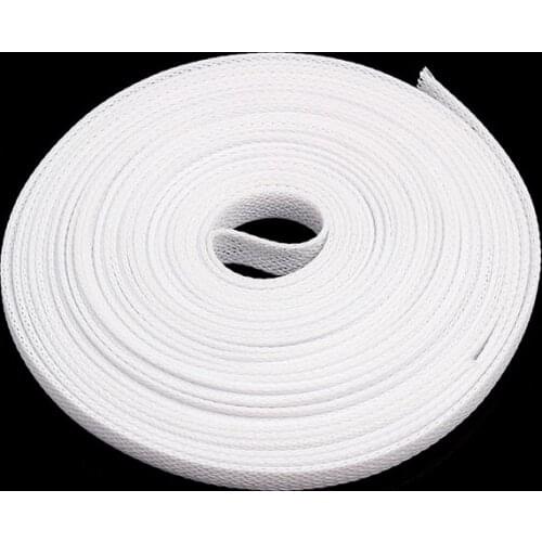 100M 8mm White Insulation Braided Sleeving Tight PET Expandable Cable Wire Gland Cables Protection Sleeve