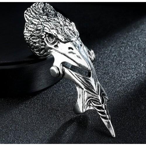 New Trendy Fashion Men Biker Punk Gothic Rock Scroll Joint Armor Knuckle Metal Full Finger Rings Silver Color Cospaly Eagle Ring