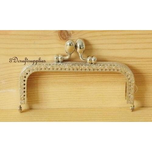 Metal frame sewing bag purse frame clasp 4 inch x 2 inch silver C31