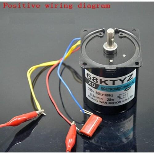 AC 220V 28W Miniature Permanent Magnet Synchronous AC Motor Slow Forward and Reverse Small Motor Gear Reducer Motor