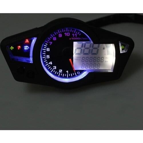 Motorcycle LCD Speedometer Motorcycle Digital Odometer Speedometer Tachometer Fit for 2&4 Cylinders(6.8)