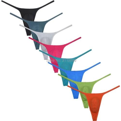 Mens soft Close-fitting Pouch String Bulge smooth Thong Underwear Male Minimal Coverage T-back Jock Strap