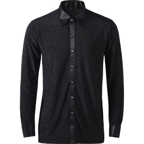 Men Tops Latin Dance Shirt Ballroom Modern Tango Samba National Standard Competition Performance Long Sleeve Dancewear Tops