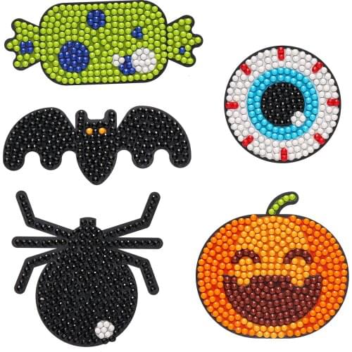 5D Diamond Painting Kits Halloween, Diamond Painting Stickers Kids Adults Arts Crafts DIY Paint By Numbers Kits Handmade Sticker
