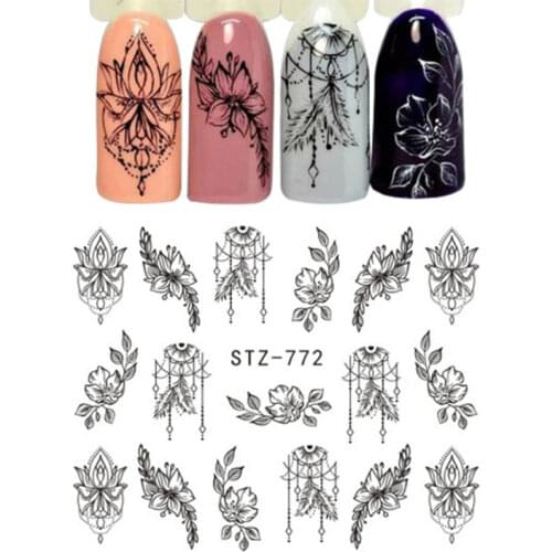 Flower Nail Sticker Plant Mushroom Retro Nails Art Decor for Women Girls Decal DIY Nail Manicure Wrap Accessories