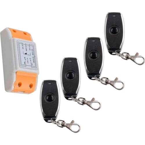 Latest AC 220 V 1CH Wireless Remote Control Switch System Receiver +one-button metal Remote /lamp/ window/Garage Door