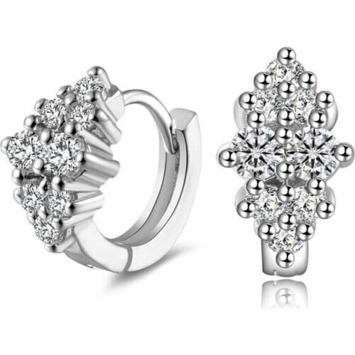 New Angel Stud Earring Earings Fashion 925 Sterling Silver Color Crystal Earrings for Women Nickel Free Wholesale Jewelry #003