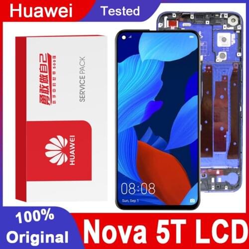 Original 6.26'' Display Replacement With Frame For Huawei Nova 5T LCD Touch Screen Digitizer Assembly YAL-L21 L61A L61D L71A LCD