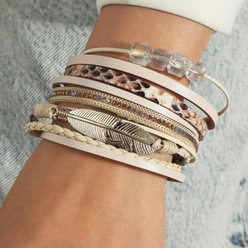 ORNAPEADIA Bracelets for Women Hot-selling Bracelet Bohemian Woven Crystal Diamond Party Wide Side Bracelet