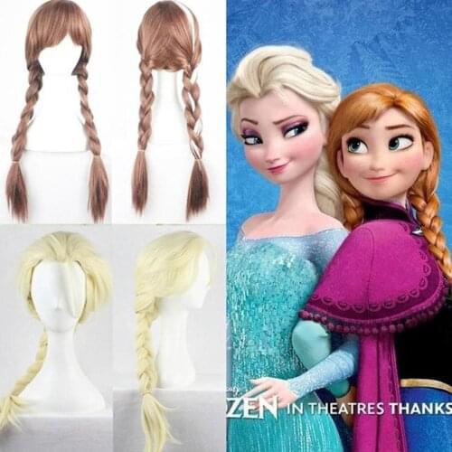 Cosplay Doll Wig cartoon Frozen Elsa Anna Snow Princess Dolls Accessories Anime Haired Blond for kids gift